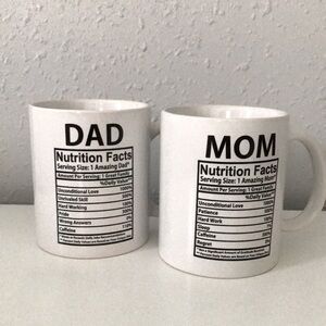 Mom & Dad nutritional facts mug set of 2